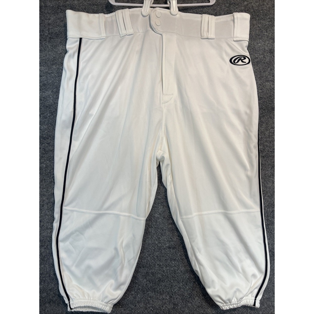 NWT Rawlings Launch Piped Knicker Baseball Pants Men's XL White Black Piping